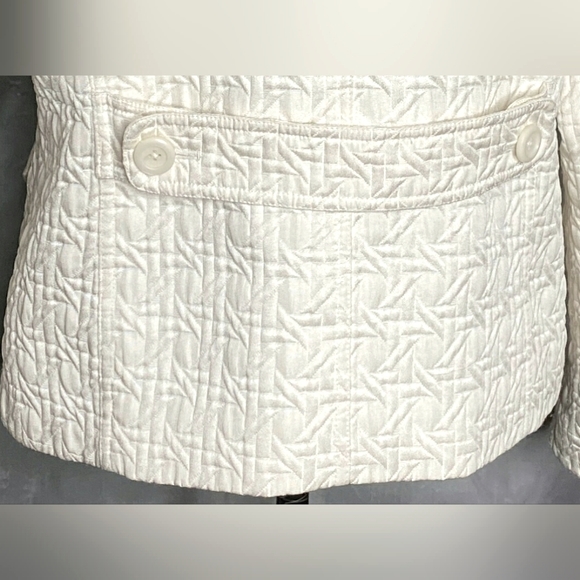 RARE Vintage 80's Weather Tamer Cream/Ivory Collar Zip up Quilted Jacket Belted - Picture 5 of 16